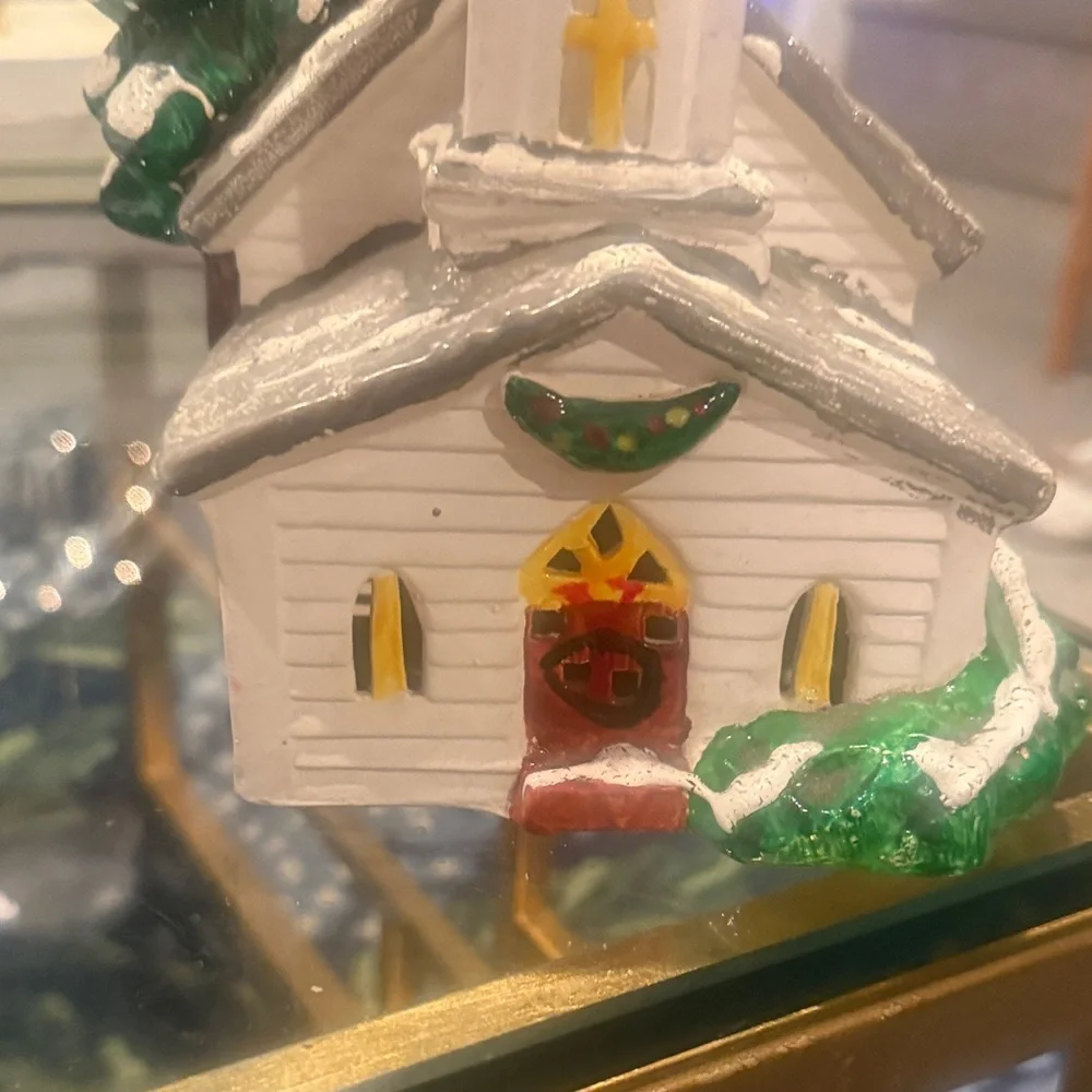 Vintage 1979 Department 56 Charming Holiday Village House with Snowy Green Tree